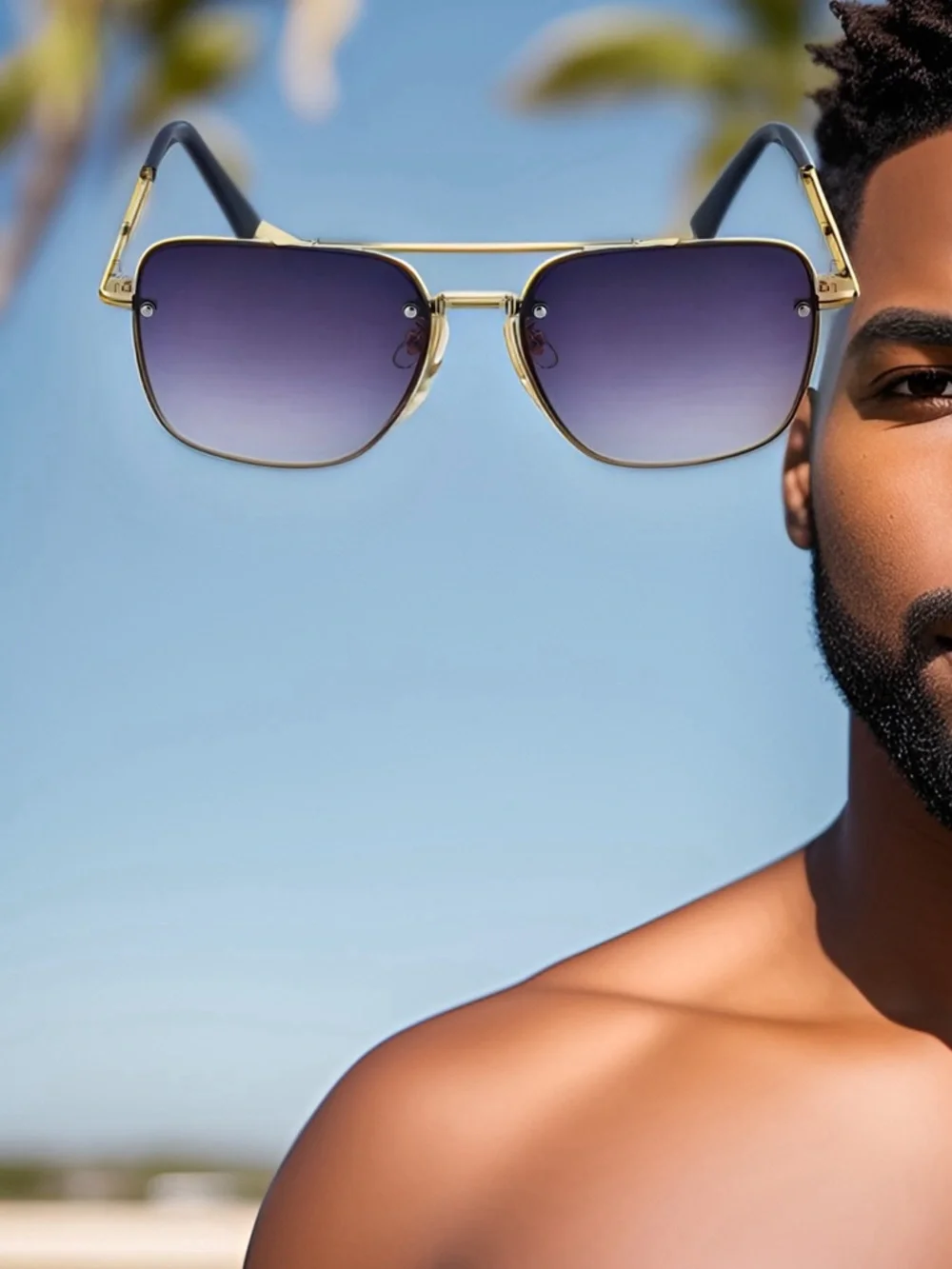 Men’s Elegant and Refined Anti-UV Sunglasses with Metal Frame.